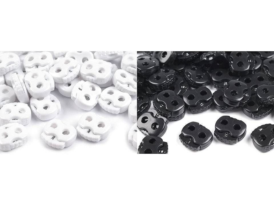 Large 2-hole cord lock stopper toggles 20x20 mm - Black (10 Pieces)