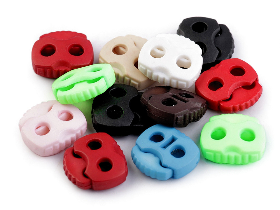 2-hole cord lock stopper toggles 20x20 mm - Black (500 Pieces)