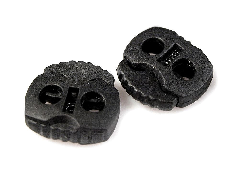 2-hole cord lock stopper toggles 20x20 mm - Black (500 Pieces)