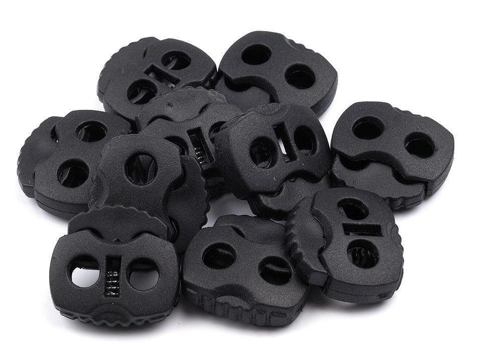 2-hole cord lock stopper toggles 20x20 mm - Black (500 Pieces)
