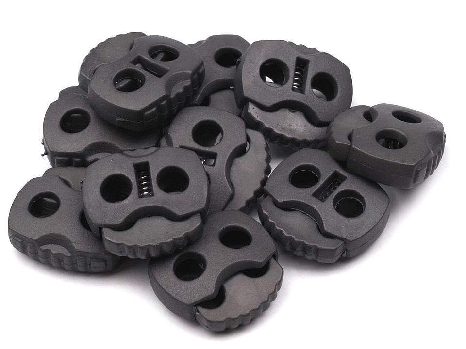 2-hole cord lock stopper toggles 20x20 mm - Black (500 Pieces)