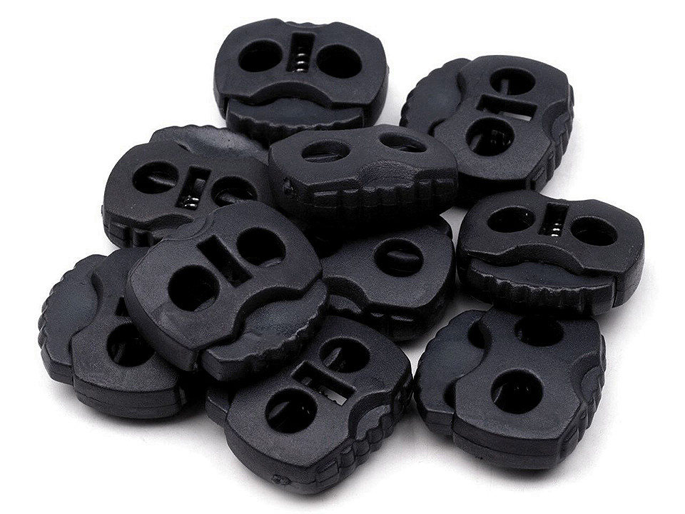 2-hole cord lock stopper toggles 20x20 mm - Black (500 Pieces)
