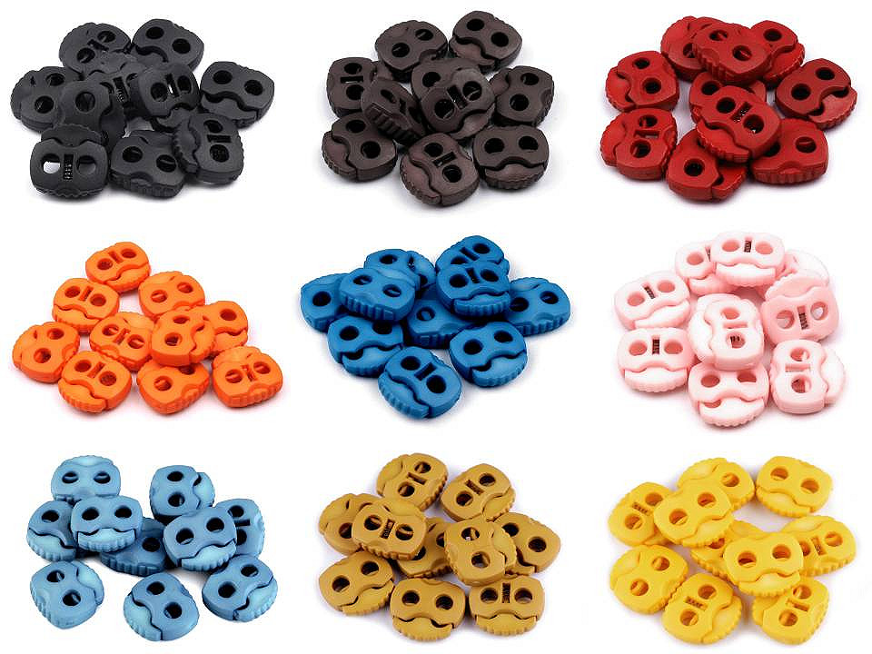 2-hole cord lock stopper toggles 20x20 mm - Black (500 Pieces)