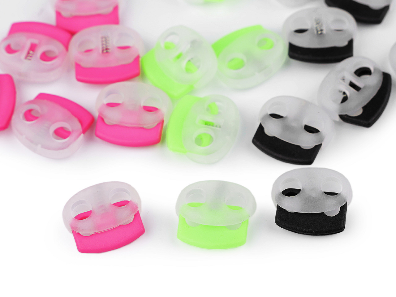 Plastic 2-hole cord stopper 17x19 mm - Black (500 Pieces)