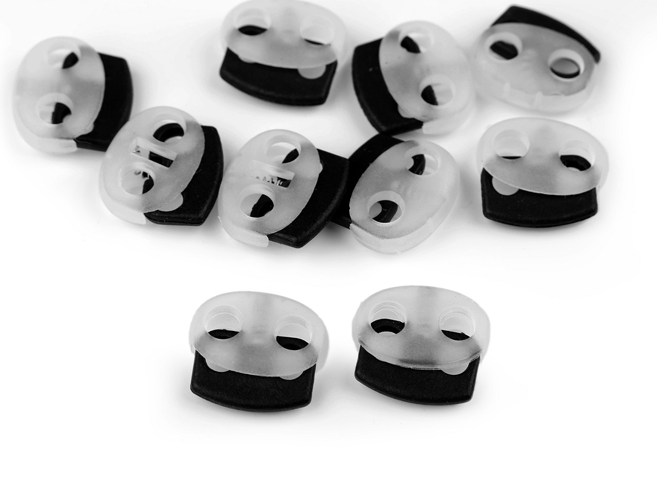 Plastic 2-hole cord stopper 17x19 mm - Black (500 Pieces)