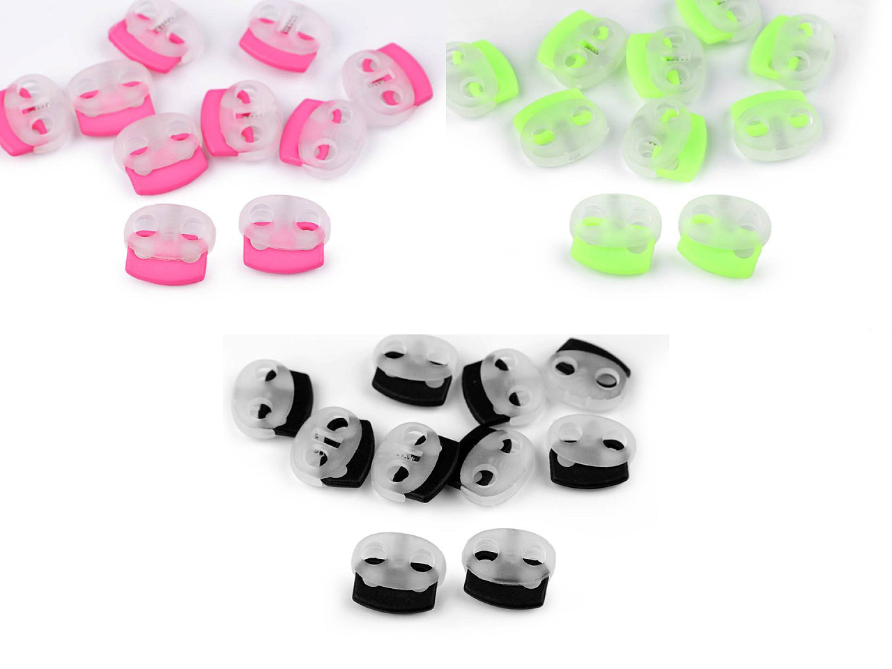 Plastic 2-hole cord stopper 17x19 mm - Black (500 Pieces)