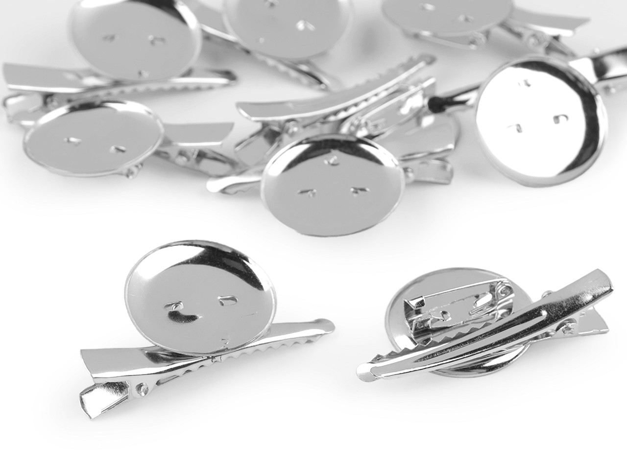 Alligator clip with pin back / diy 25x40 mm universal - Platinum (2 Pieces)