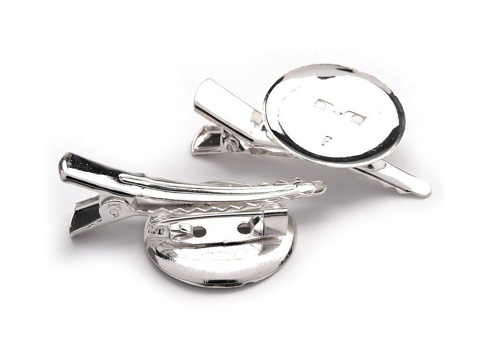Alligator clip with pin back / diy 25x40 mm universal - Platinum (2 Pieces)