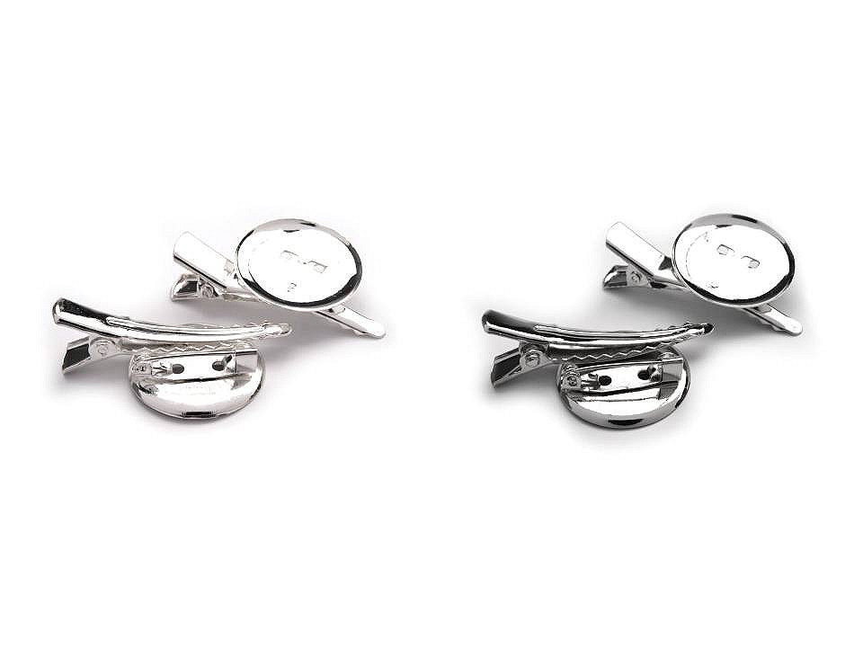 Alligator clip with pin back / diy 25x40 mm universal - Platinum (2 Pieces)