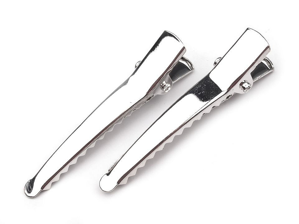 Alligator hair clip, length 45 mm - Platinum (5 Pieces)