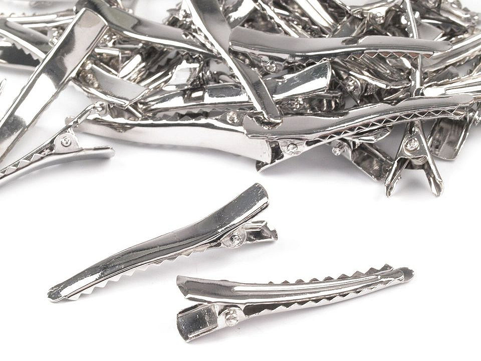 Alligator hair clip, length 45 mm - Platinum (5 Pieces)