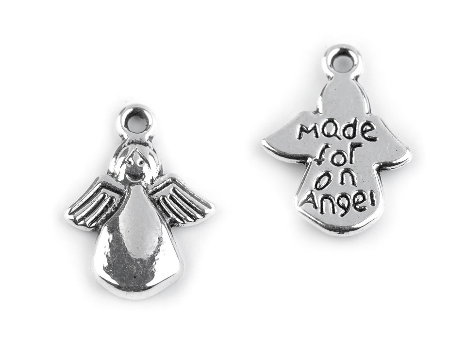 Charm pendant 13x18 mm angel - Platinum (5 Pieces)