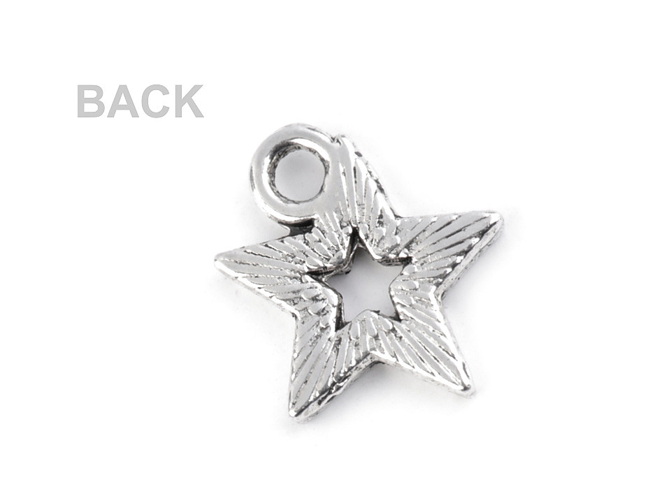 Charm pendant 12x12 mm star - Platinum (10 Pieces)