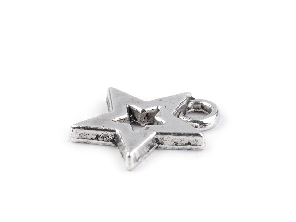 Charm pendant 12x12 mm star - Platinum (10 Pieces)