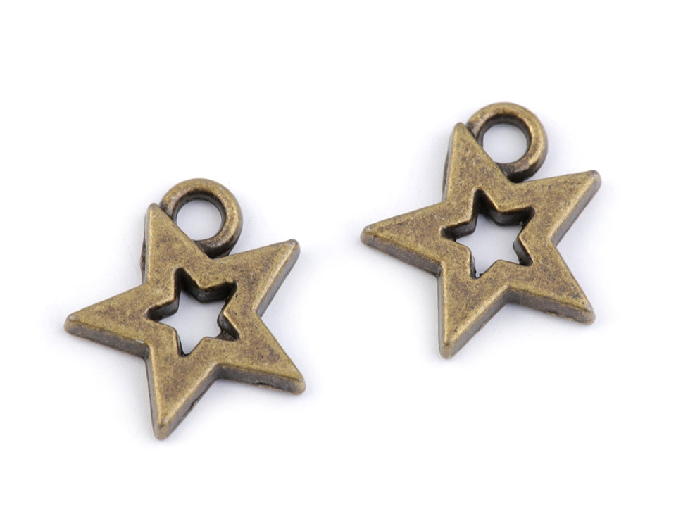 Charm pendant 12x12 mm star - Platinum (10 Pieces)