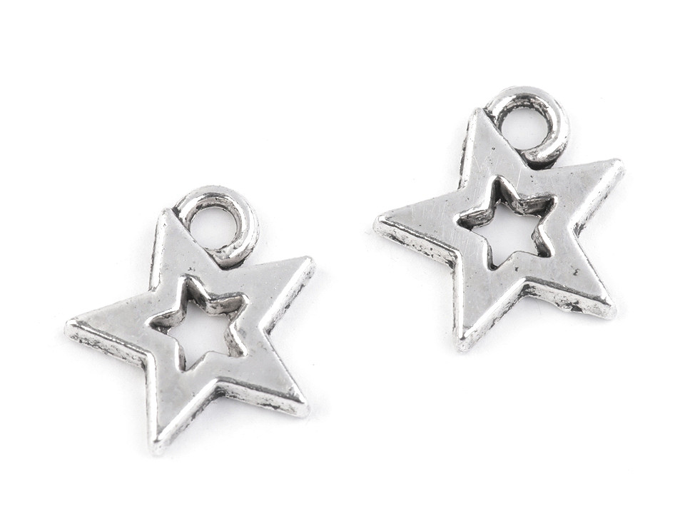 Charm pendant 12x12 mm star - Platinum (10 Pieces)