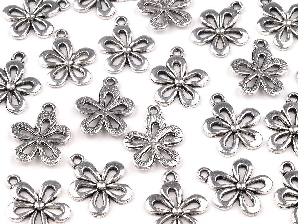 Charm pendant / zipper puller 15x18 mm - Platinum (10 Pieces)