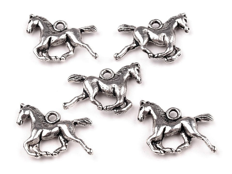 Charm pendant horse 15x18 mm - Platinum (5 Pieces)