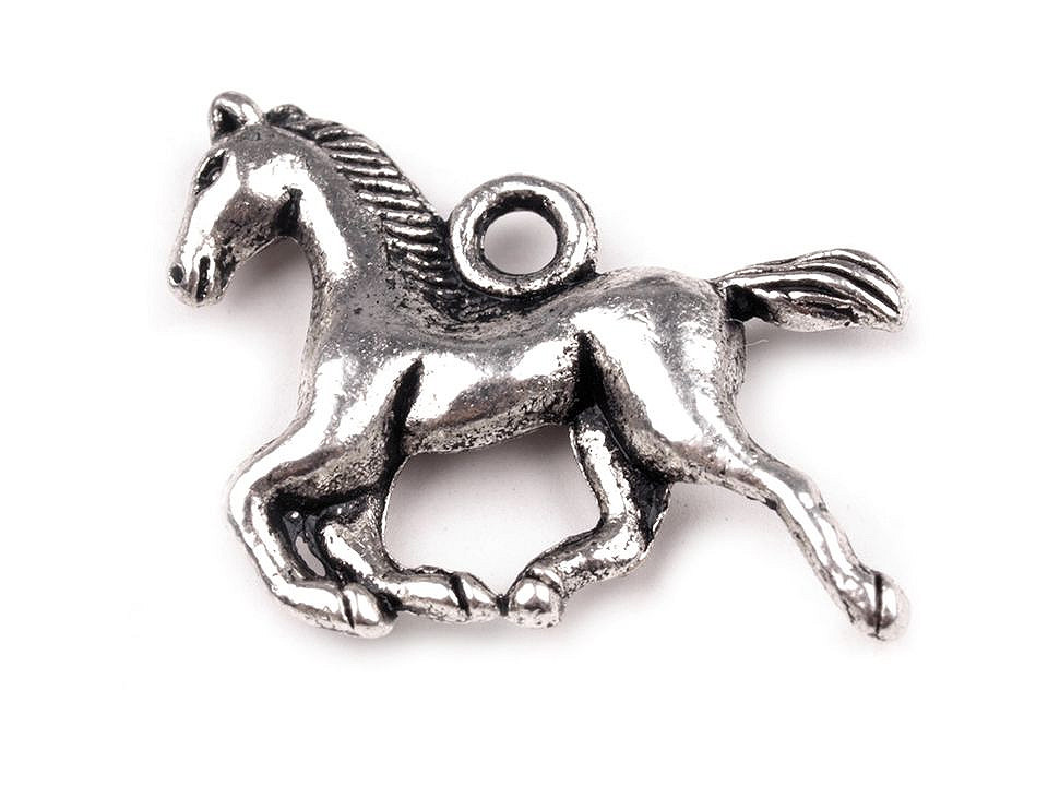 Charm pendant horse 15x18 mm - Platinum (5 Pieces)
