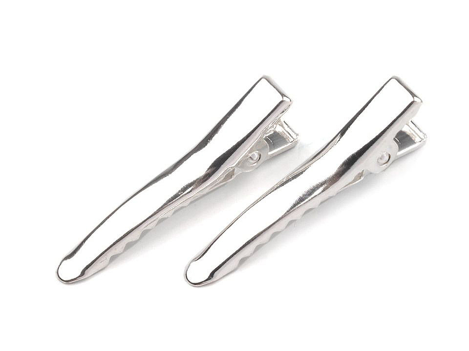 Alligator hair clip with teeth 35 mm - Platinum (5 Pieces)