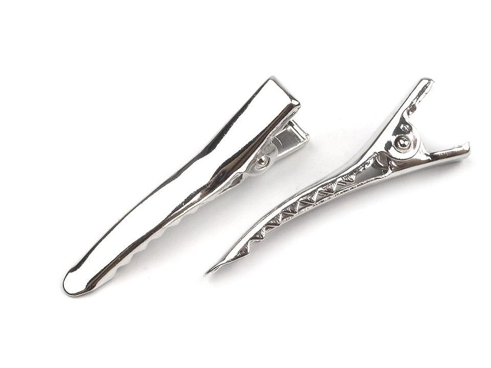Alligator hair clip with teeth 35 mm - Platinum (5 Pieces)