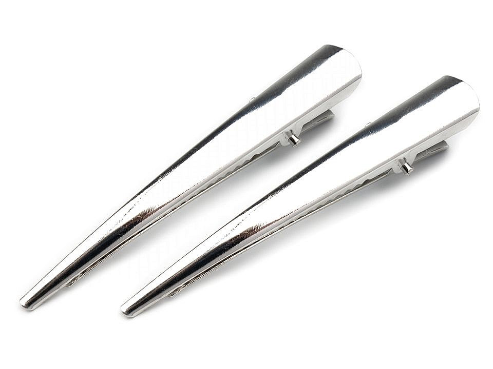 Alligator hair clip with teeth 75 mm - Silver (4 Pieces)