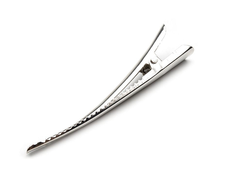 Alligator hair clip with teeth 75 mm - Silver (4 Pieces)