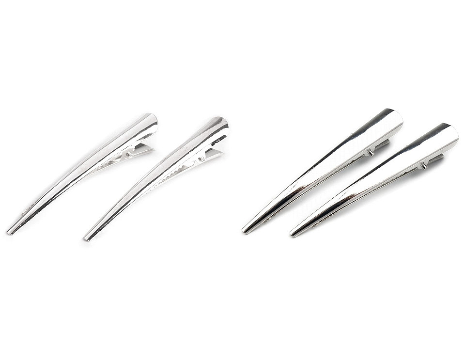 Alligator hair clip with teeth 75 mm - Silver (4 Pieces)