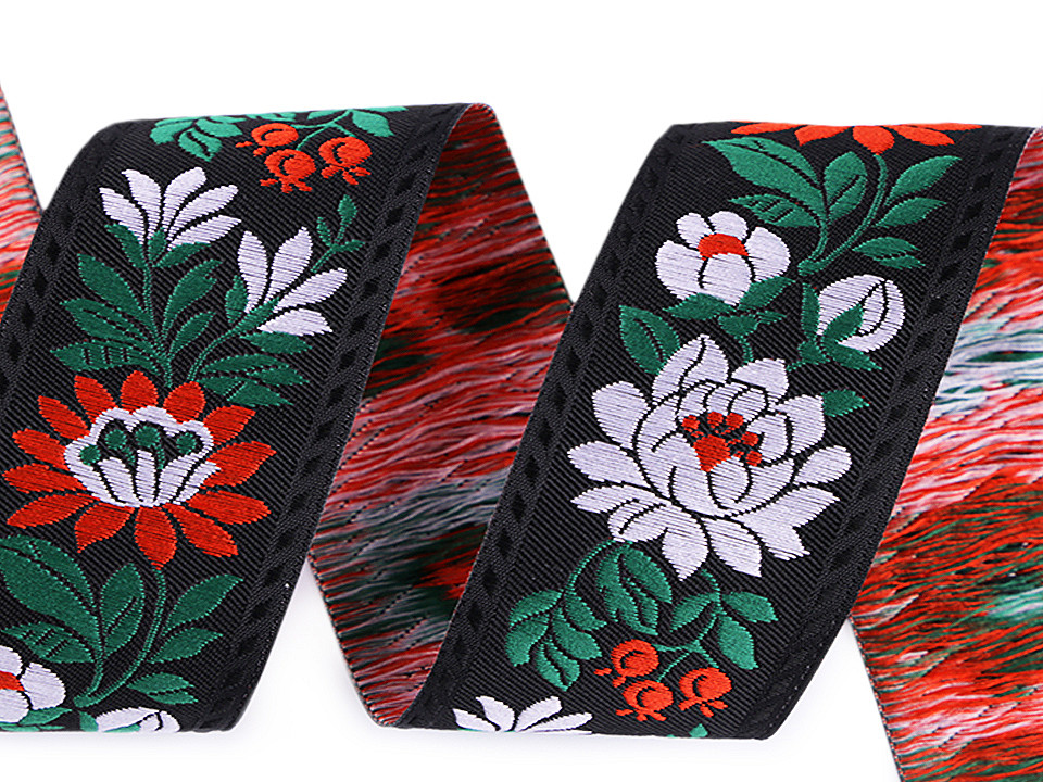 Polyester folk costume ribbon width 35mm - White (25 Meters)