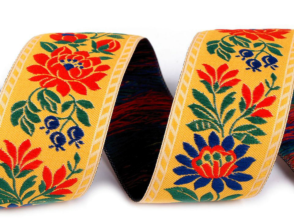 Polyester folk costume ribbon width 35mm - White (25 Meters)