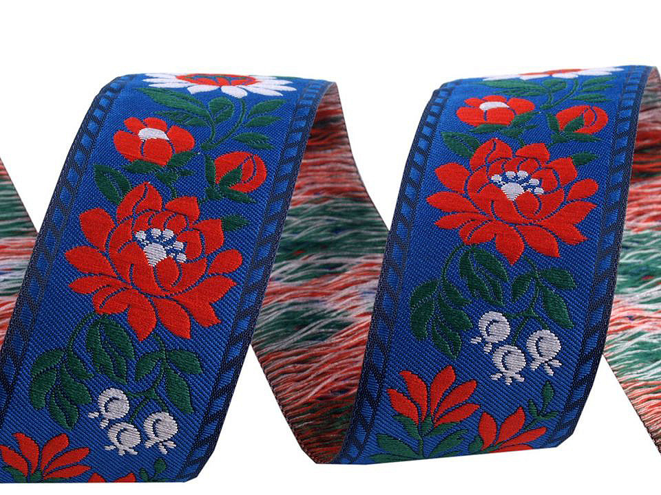 Polyester folk costume ribbon width 35mm - White (25 Meters)