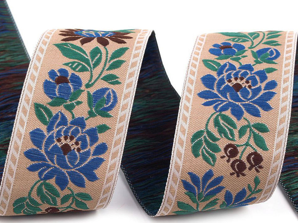 Polyester folk costume ribbon width 35mm - White (25 Meters)