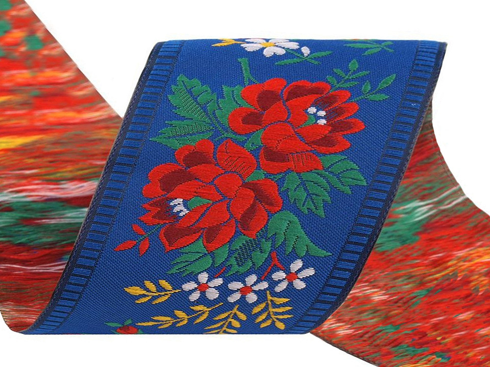 Polyester folk costume patterned ribbon width 55mm - Light red (1 Meter)