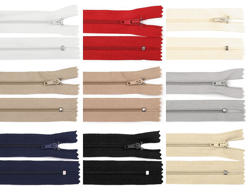 Nylon zipper, no 3, length 40 cm pinlock - Off white (1 Piece)