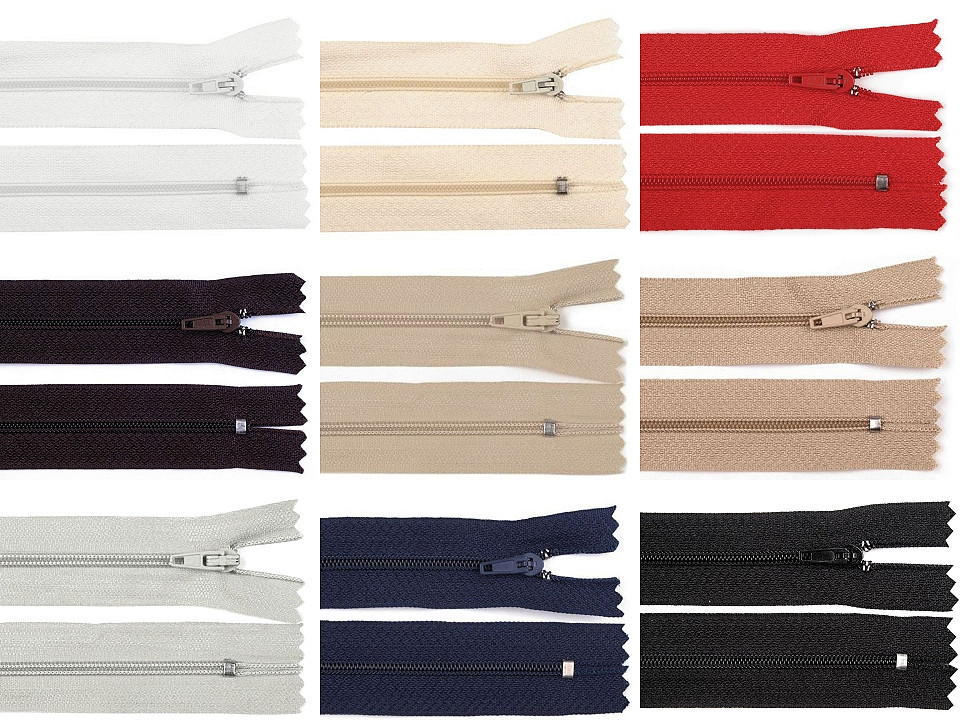 Nylon zipper, no 3, length 45 cm pinlock - Red (1 Piece)