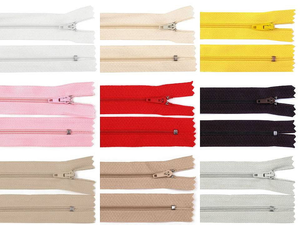 Nylon zipper, no 3, length 45 cm pinlock - Red (1 Piece)