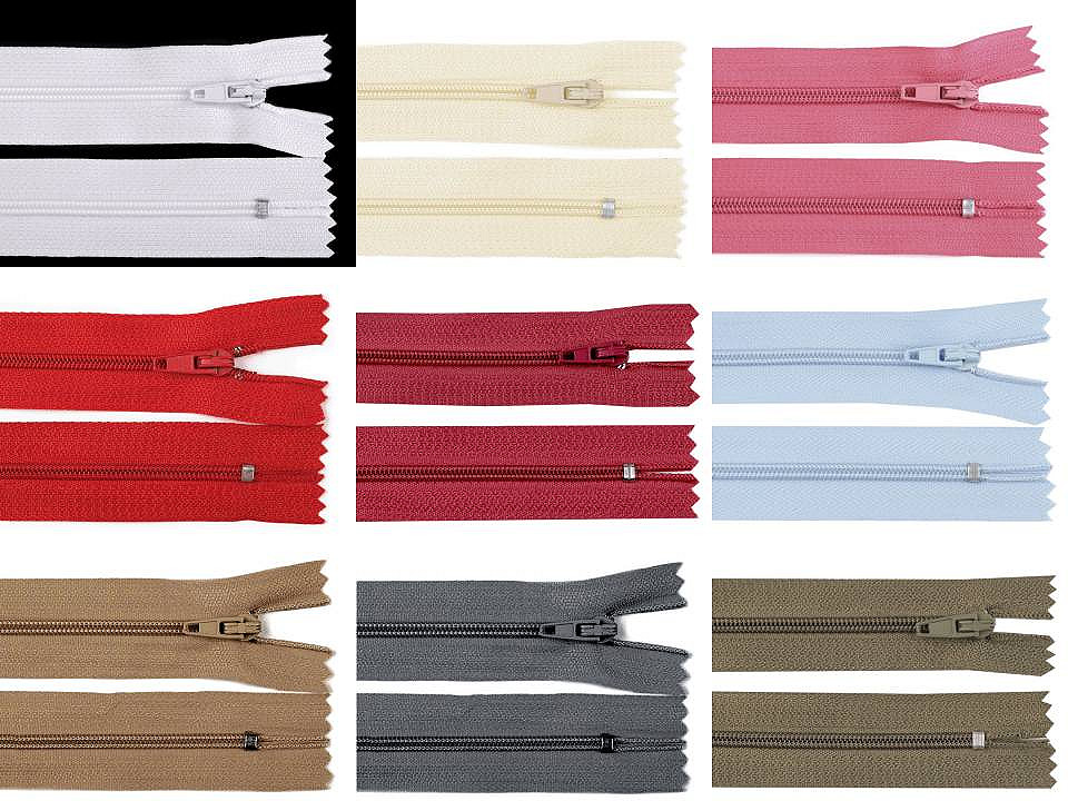 Nylon zipper no 3, length 12 cm autolock - Cream lightest (1 Piece)