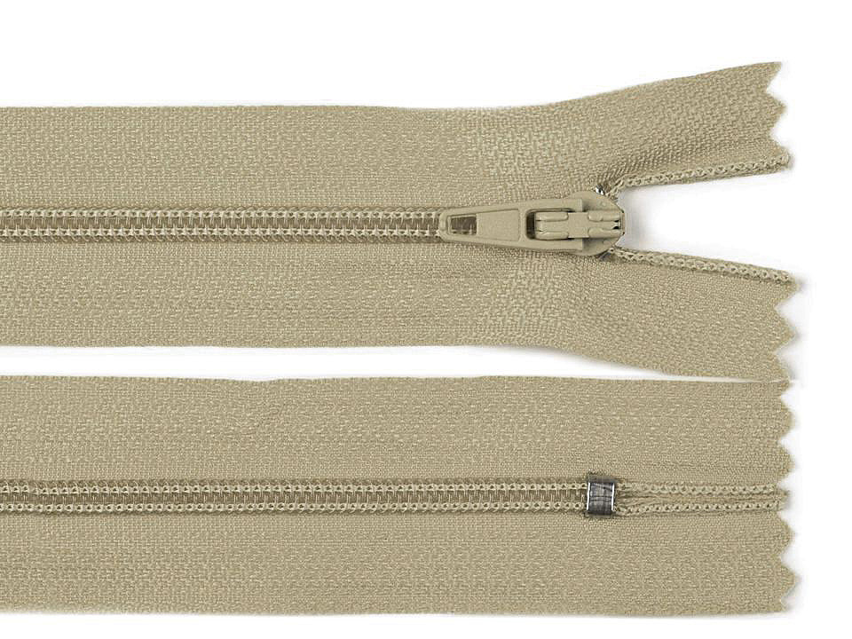 Nylon zipper no 3, length 20 cm autolock - Taupe (1 Piece)