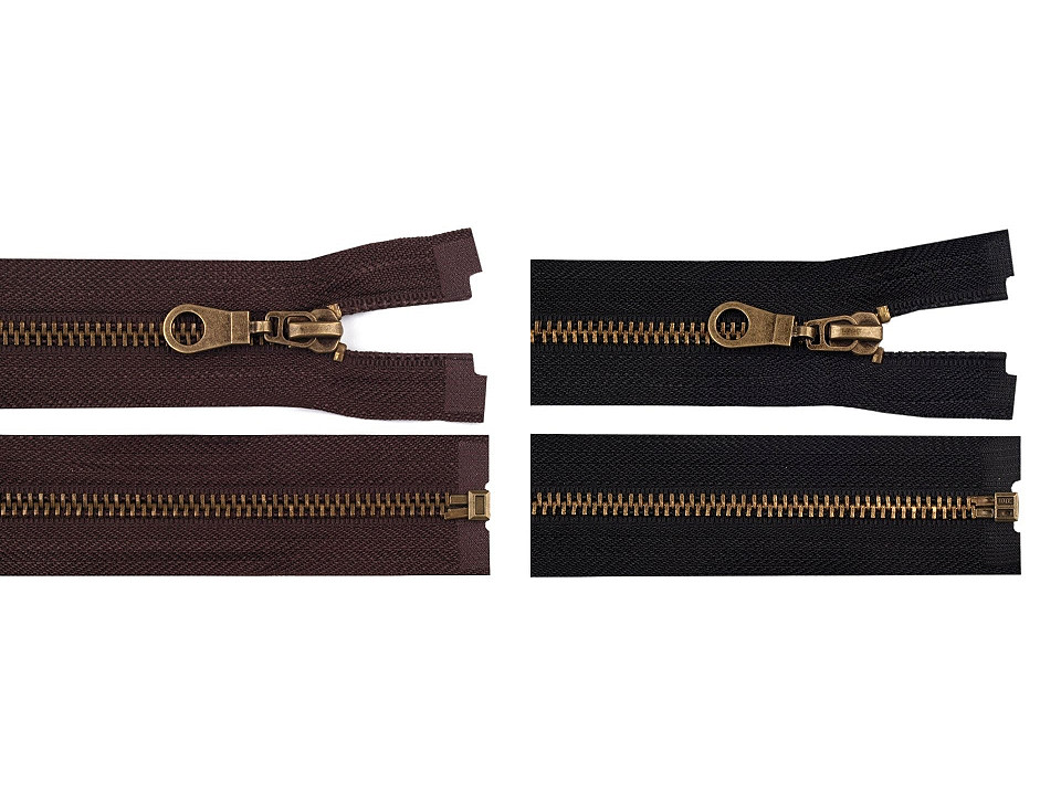 Old brass zipper no 5, length 80 cm jacket - Chocolate (1 Piece)