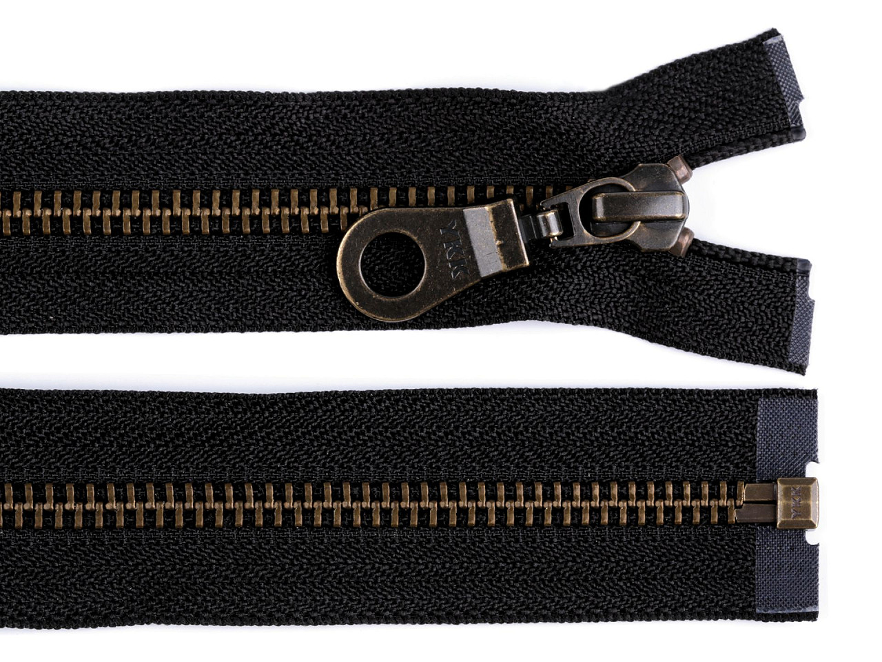 Antique brass zipper ykk no 5, length 70 cm, jacket - Black (1 Piece)