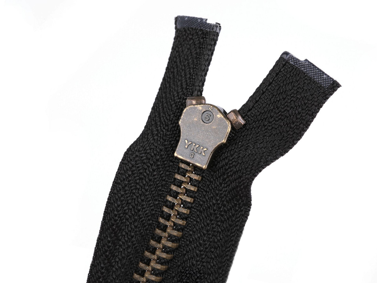 Antique brass zipper ykk no 5, length 70 cm, jacket - Black (1 Piece)