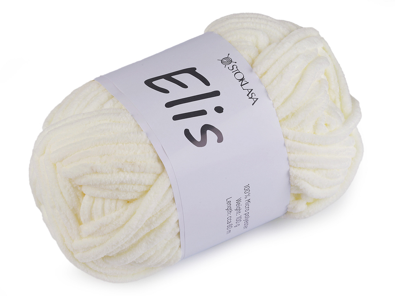 Chenille knitting yarn 100 g elis - White (1 Piece)