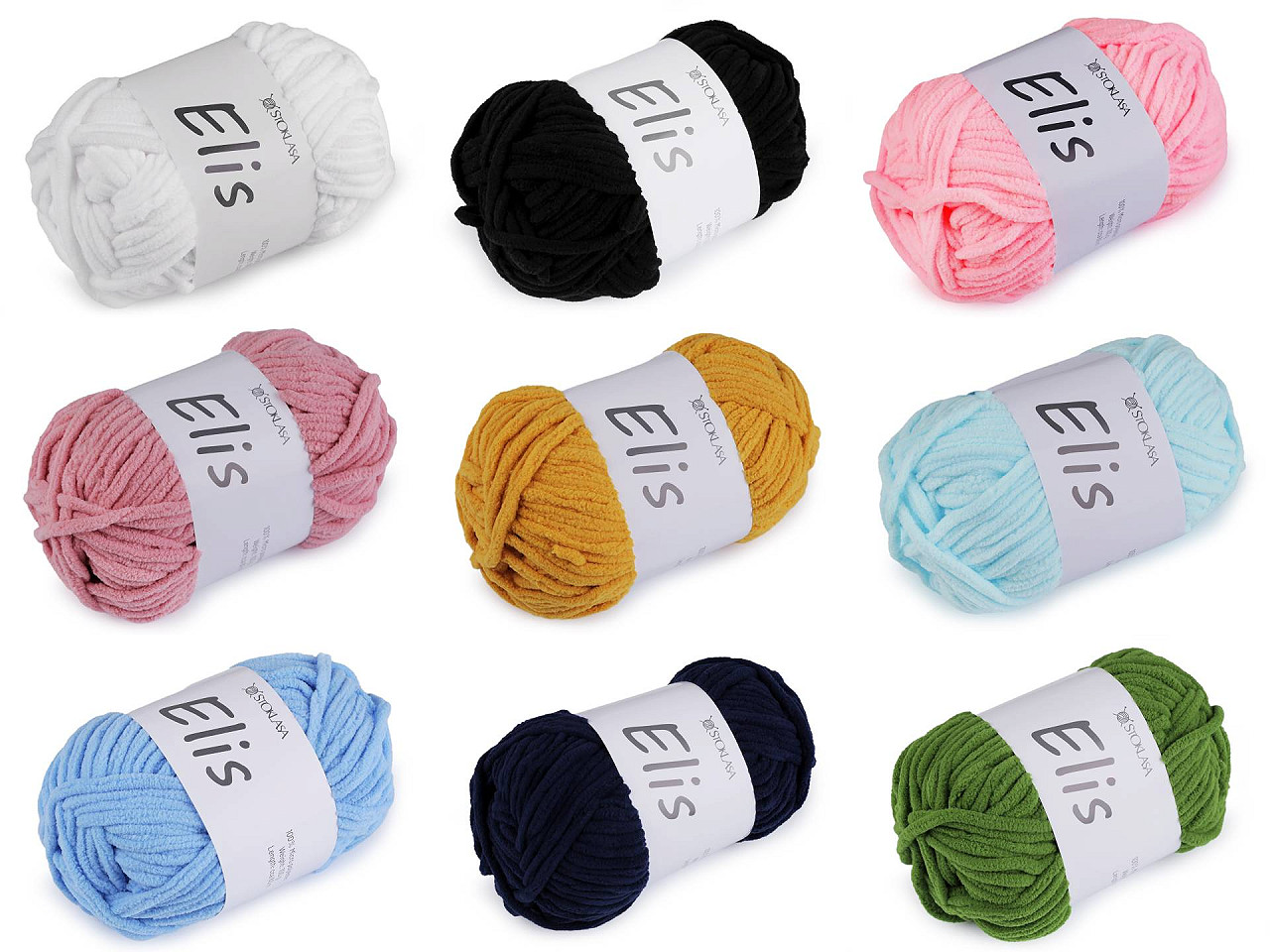 Chenille knitting yarn 100 g elis - White (1 Piece)