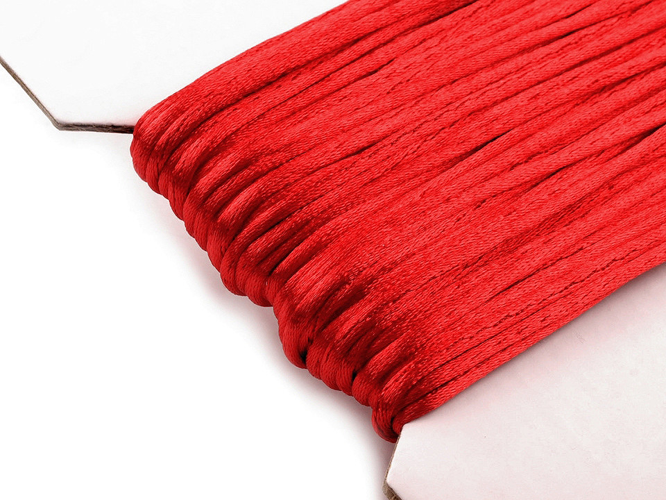 100% polyester rattail satin cord ø2mm - Red (25 Meters)