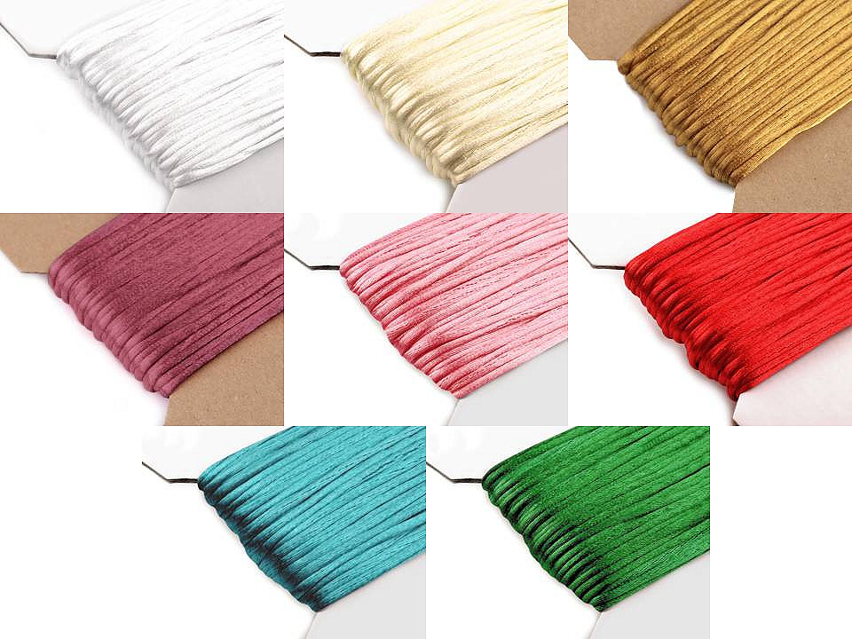 100% polyester rattail satin cord ø2mm - Red (25 Meters)