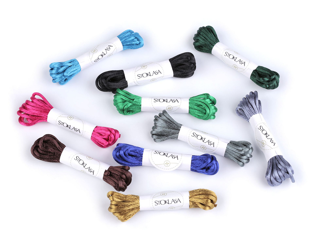 100% polyester rattail satin cord ø2mm, bunch per 3m - Dark mix (10 Bunches)