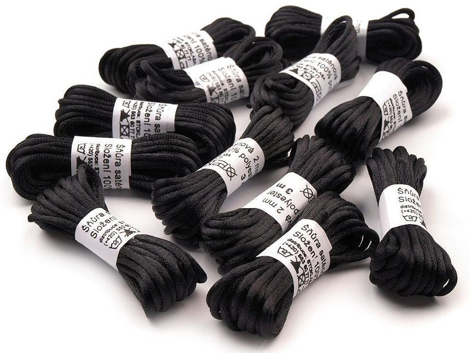 100% polyester rattail satin cord ø2mm, bunch per 3m - Dark mix (10 Bunches)