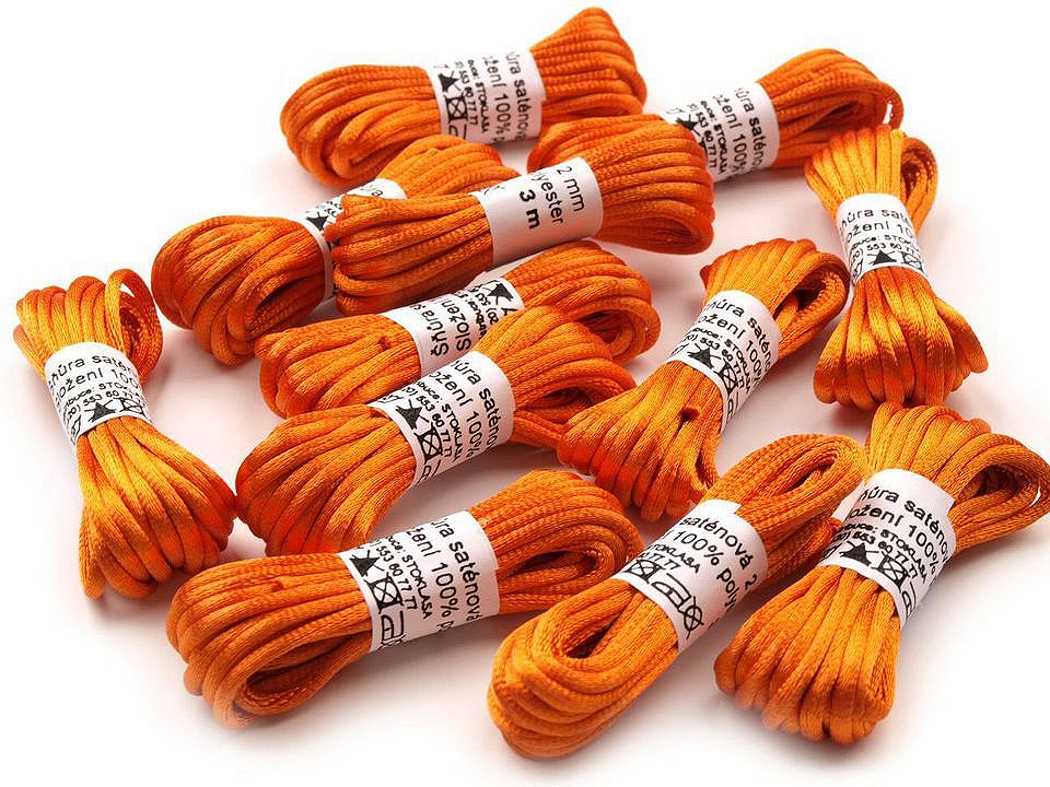 100% polyester rattail satin cord ø2mm, bunch per 3m - Dark mix (10 Bunches)