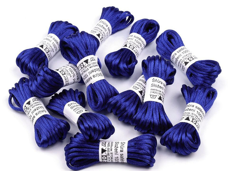 100% polyester rattail satin cord ø2mm, bunch per 3m - Dark mix (10 Bunches)