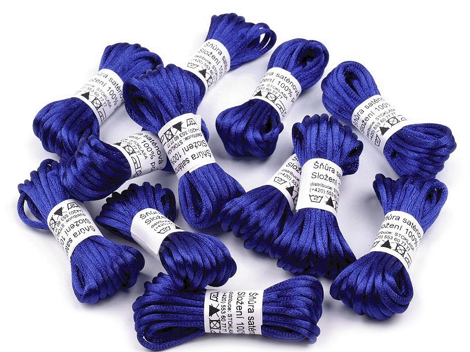100% polyester rattail satin cord ø2mm, bunch per 3m - Dark mix (10 Bunches)